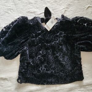 Ted Baker London Black Velvet Floral Top